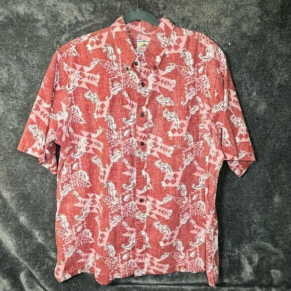 Pendleton Surf x REYN SPOONER Hawaiian Shirt Red Geometric Aloha Button Men's XL - Picture 1 of 3